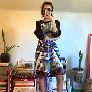 Clover Canyon BOOK OF KELLS plaid and houndstooth sweater dress